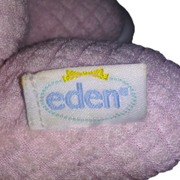 EDEN Stuffed Baby Doll Pink Terrycloth Waffle Pajamas Plush Polka Dot Bow Bonnet - Picture 6 of 11